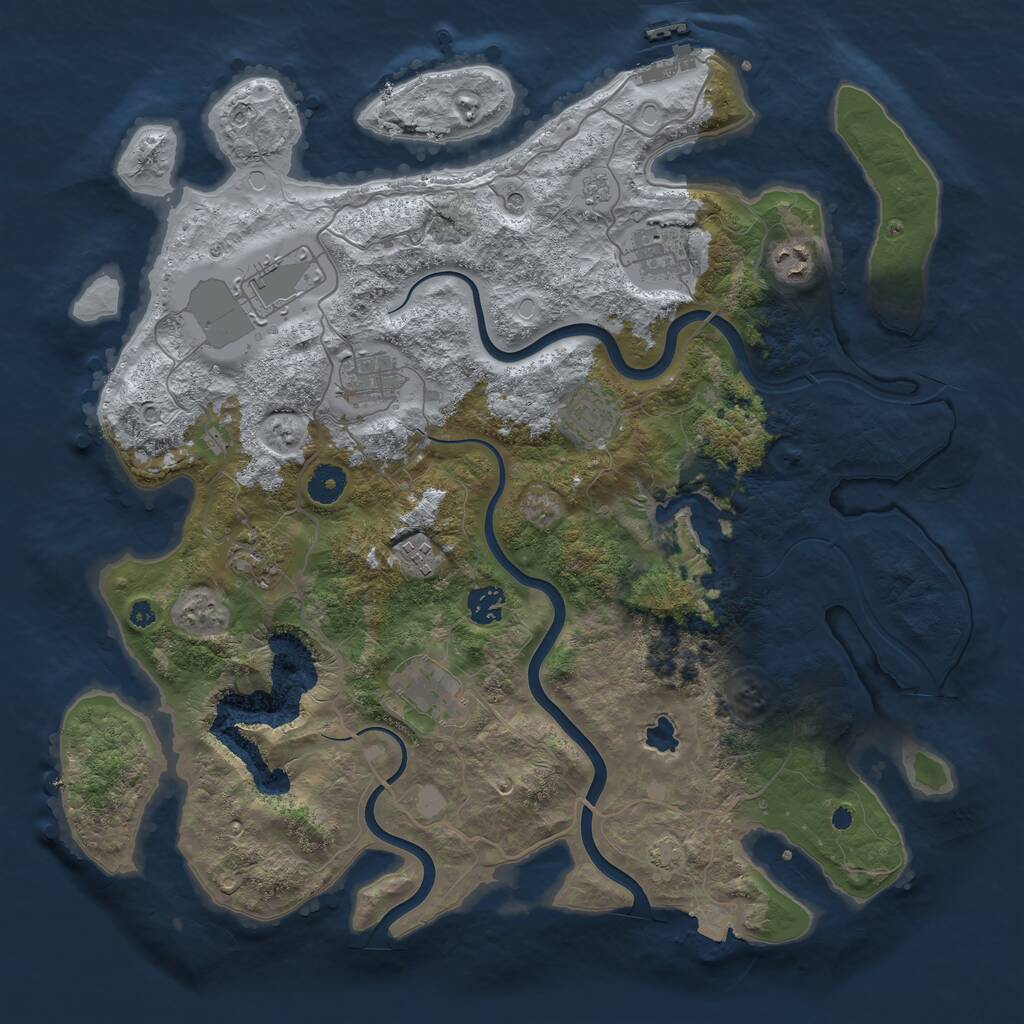 Rust Map: Procedural Map, Size: 4000, Seed: 987345, 14 Monuments