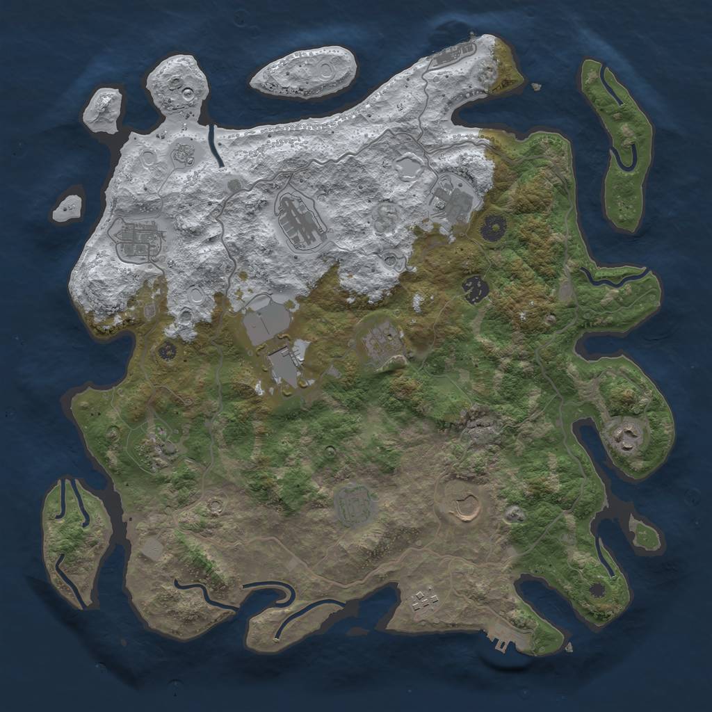 Rust Map: Procedural Map, Size: 4000, Seed: 987345, 20 Monuments