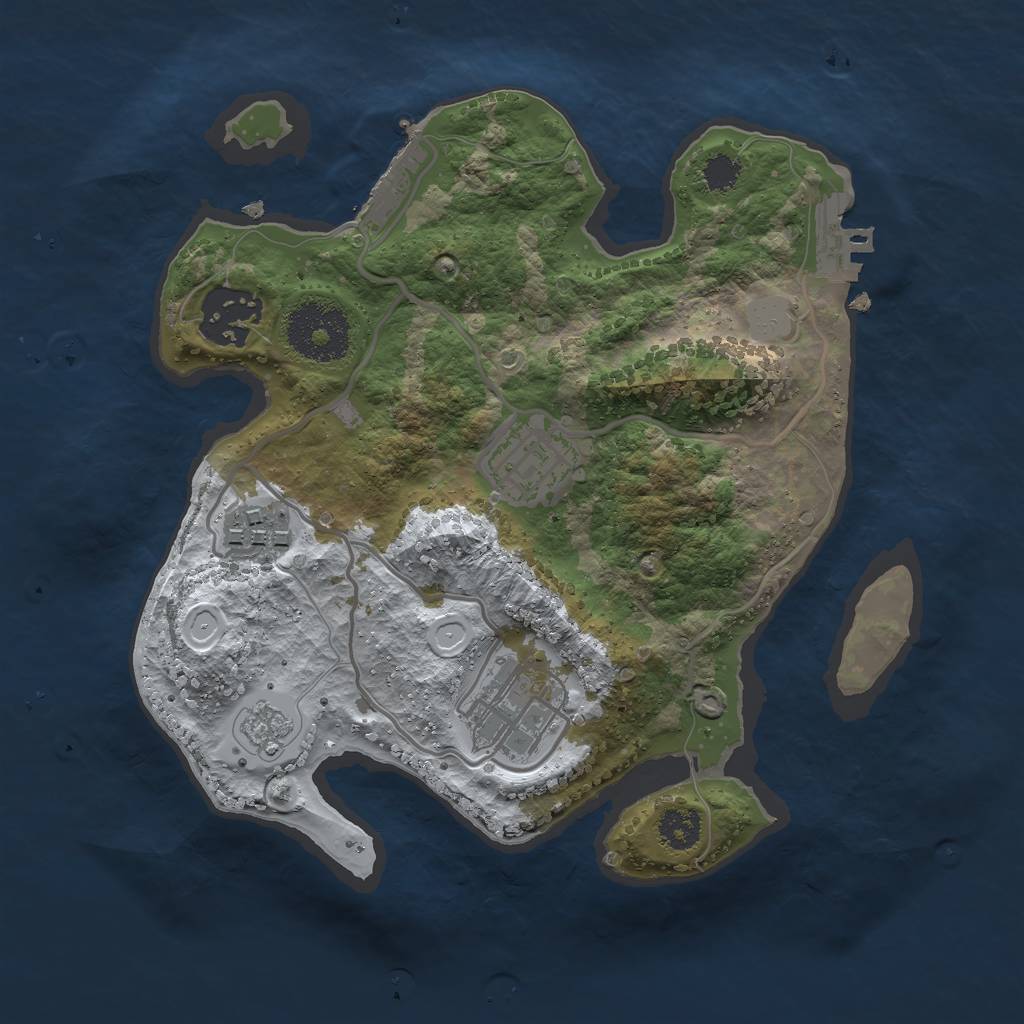 Rust Map: Procedural Map, Size: 2500, Seed: 426955986, 12 Monuments