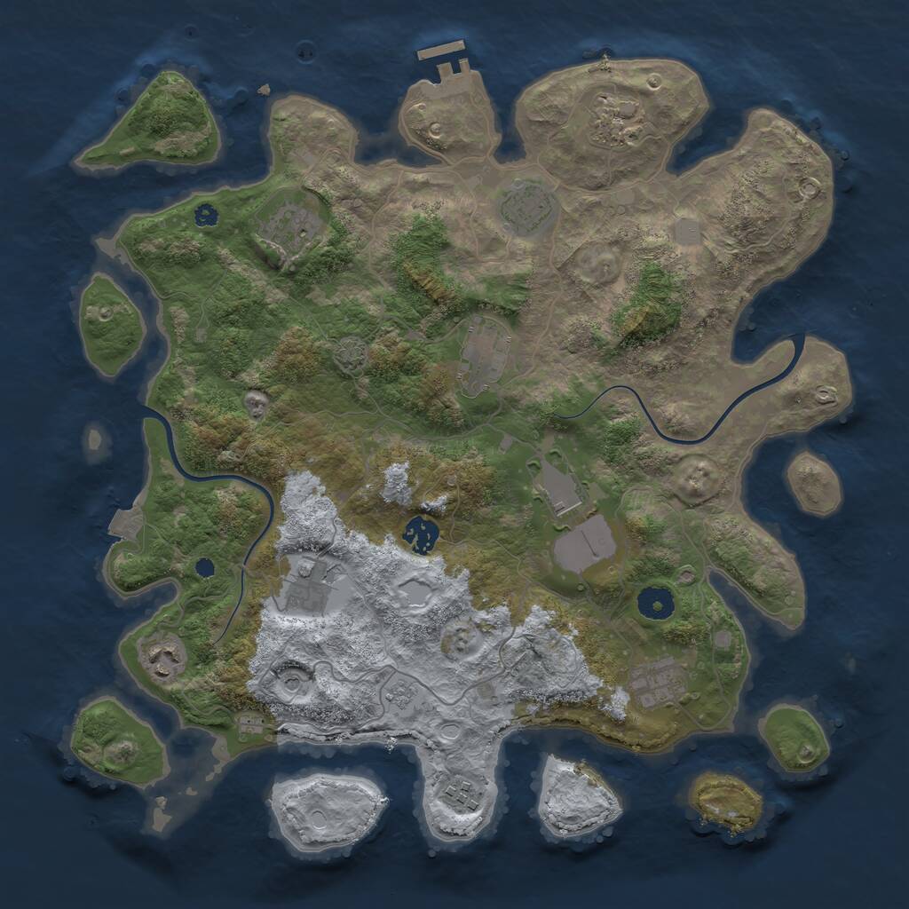 Rust Map: Procedural Map, Size: 3850, Seed: 1706222980, 15 Monuments