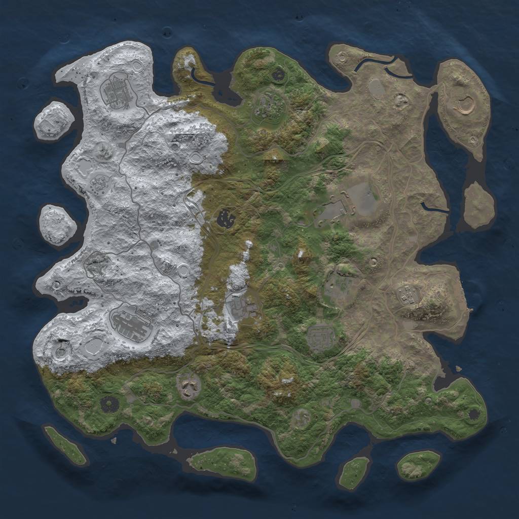 Rust Map: Procedural Map, Size: 4250, Seed: 233955886, 19 Monuments