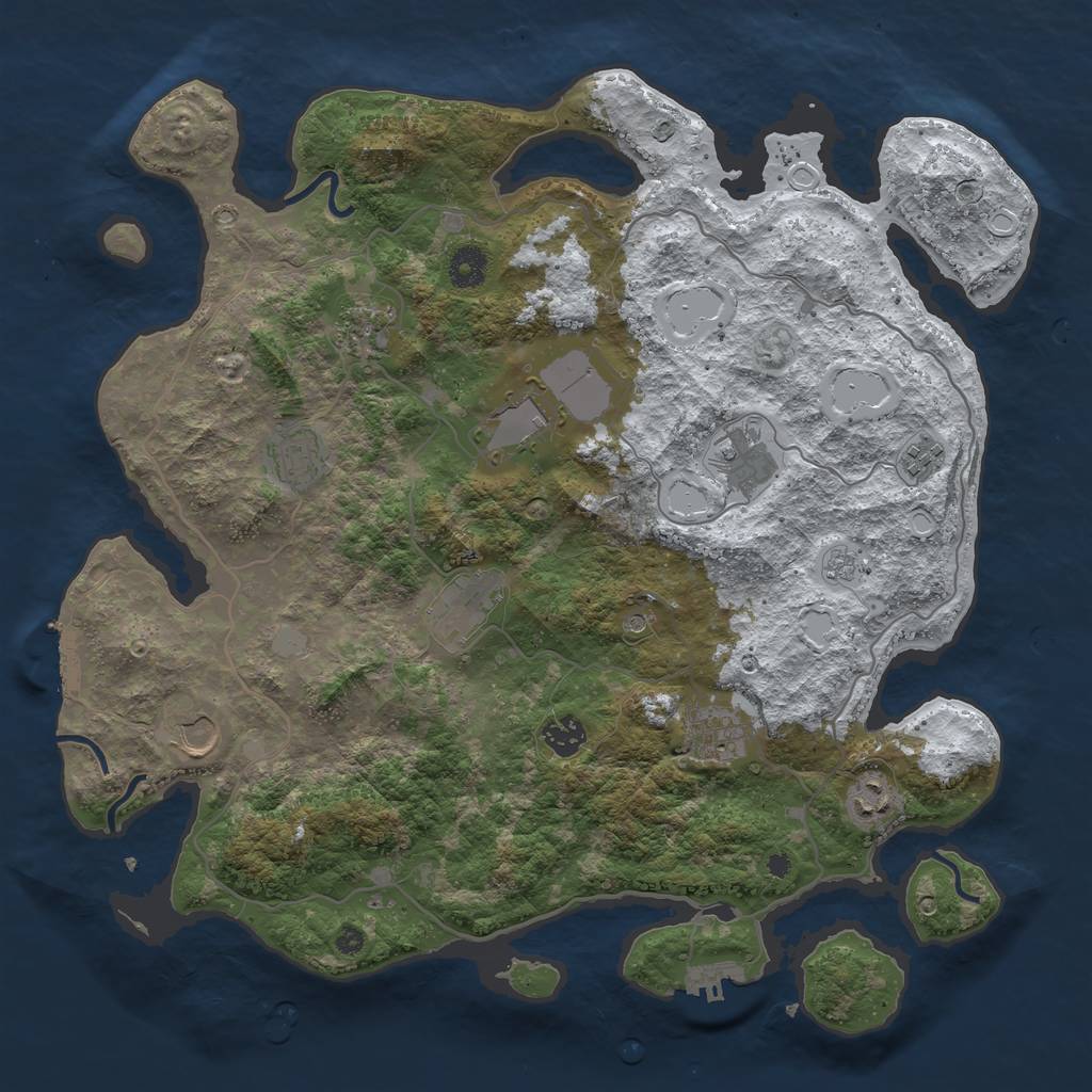 Rust Map: Procedural Map, Size: 4000, Seed: 948675, 19 Monuments