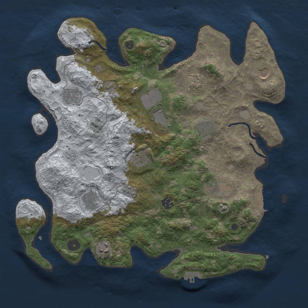 Rust Map: Procedural Map, Size: 3850, Seed: 457841515, 20 Monuments