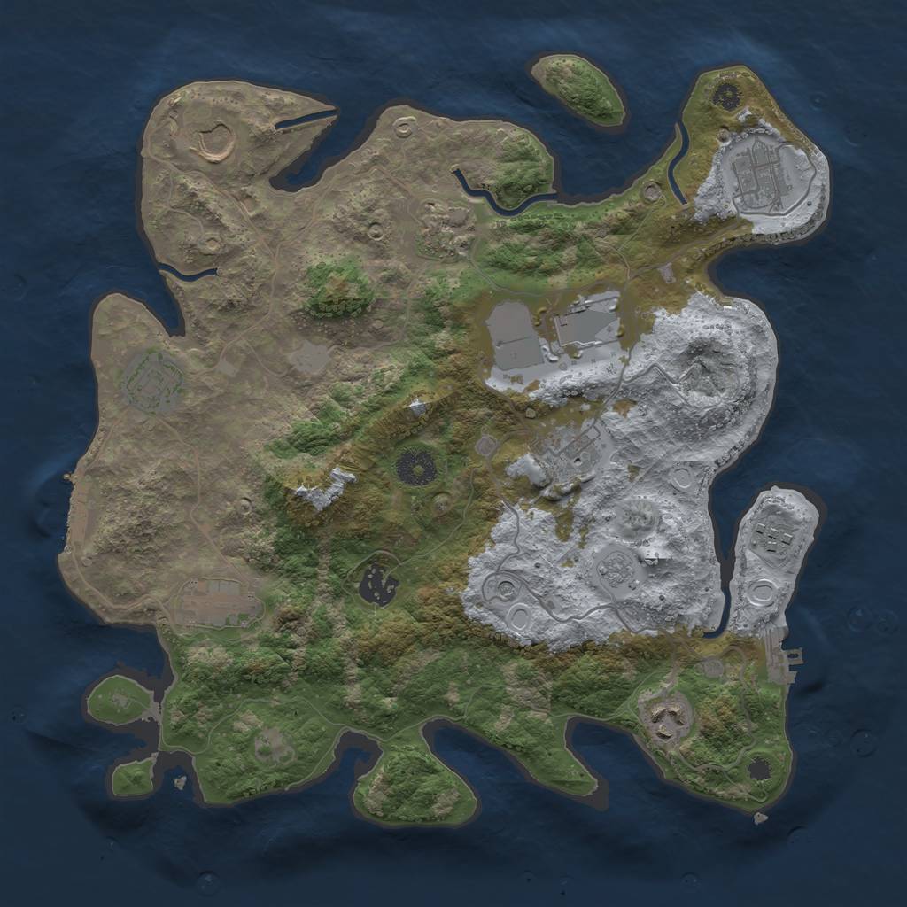 Rust Map: Procedural Map, Size: 3500, Seed: 1491760476, 19 Monuments