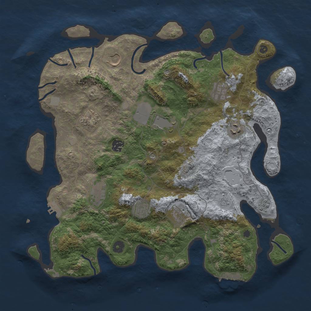Rust Map: Procedural Map, Size: 3850, Seed: 49445035, 19 Monuments