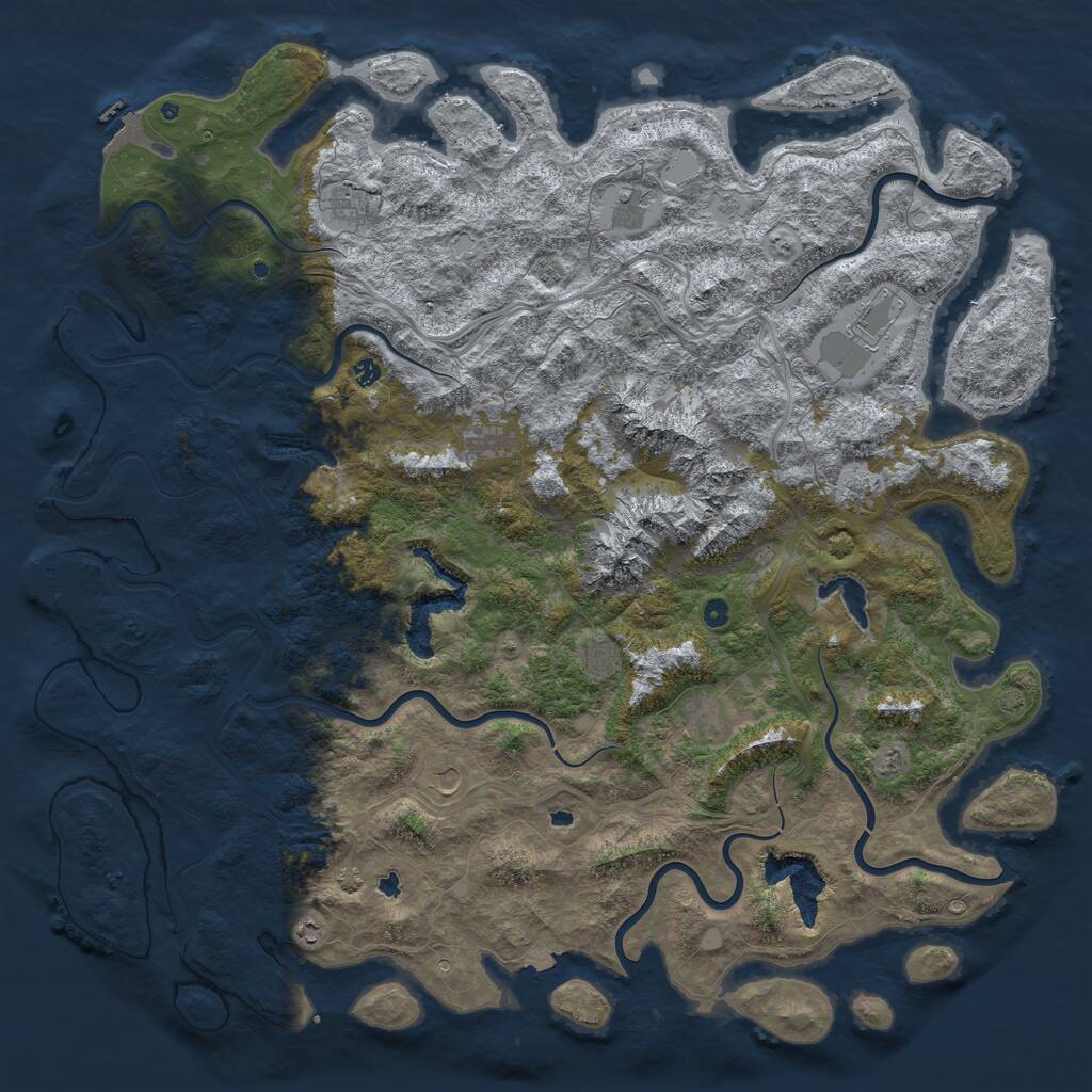 Rust Map: Procedural Map, Size: 6000, Seed: 382524235, 17 Monuments