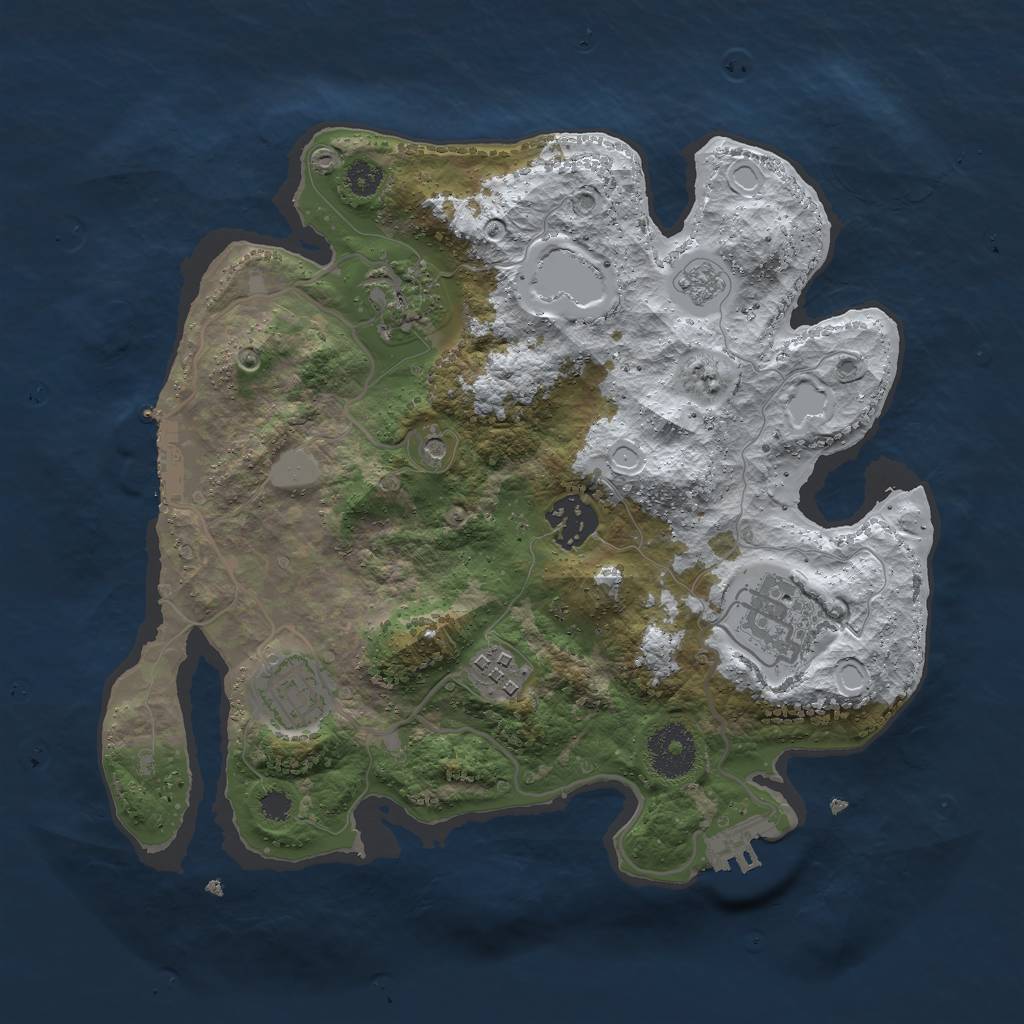 Rust Map: Procedural Map, Size: 3000, Seed: 1040954309, 14 Monuments