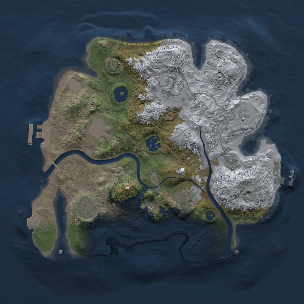 Rust Map: Procedural Map, Size: 3000, Seed: 1040954309, 12 Monuments