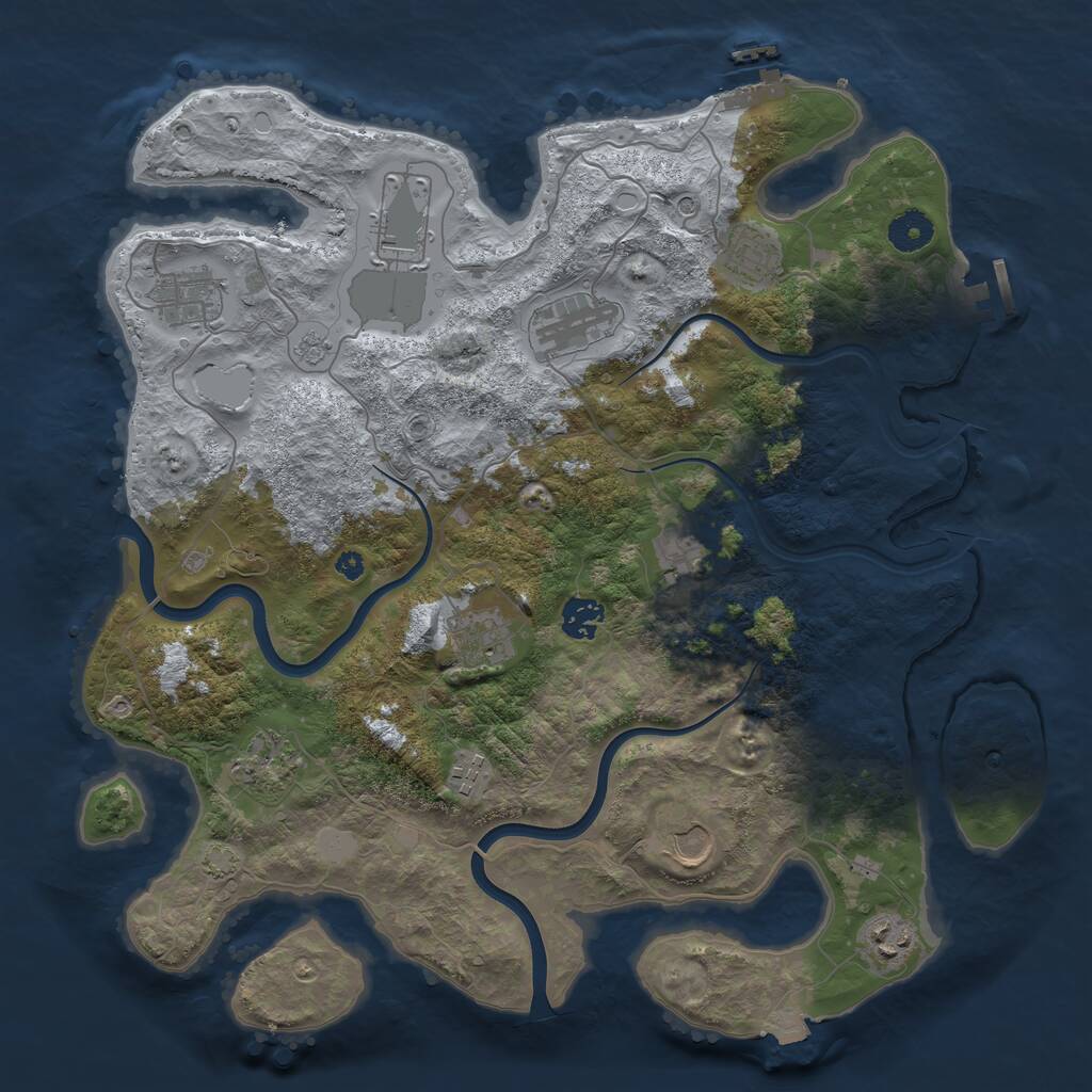 Rust Map: Procedural Map, Size: 3850, Seed: 1183243763, 17 Monuments