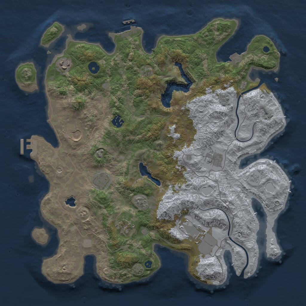 Rust Map: Procedural Map, Size: 4000, Seed: 54367, 14 Monuments