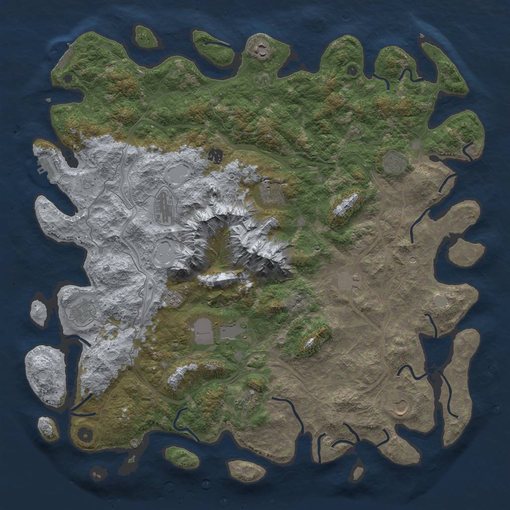 Rust Map: Procedural Map, Size: 5000, Seed: 985654, 20 Monuments