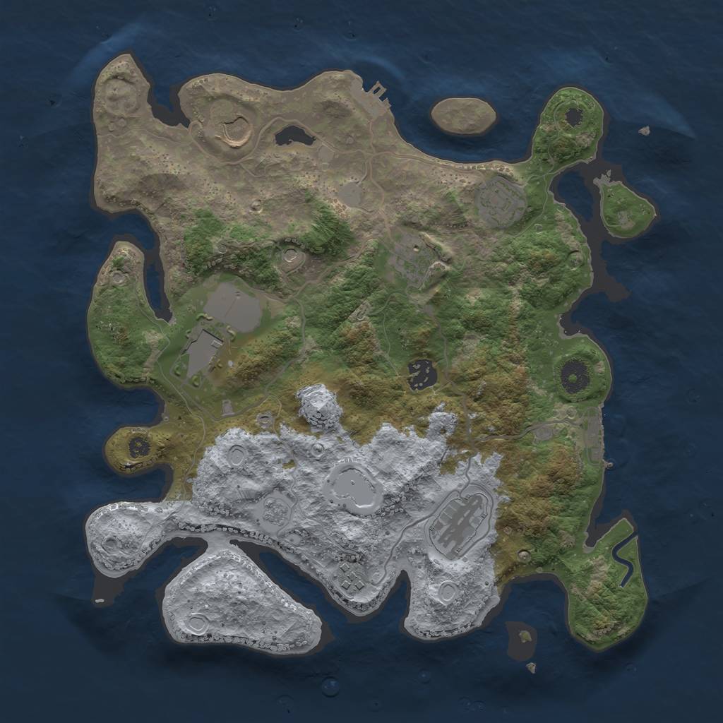 Rust Map: Procedural Map, Size: 3500, Seed: 1242608719, 16 Monuments