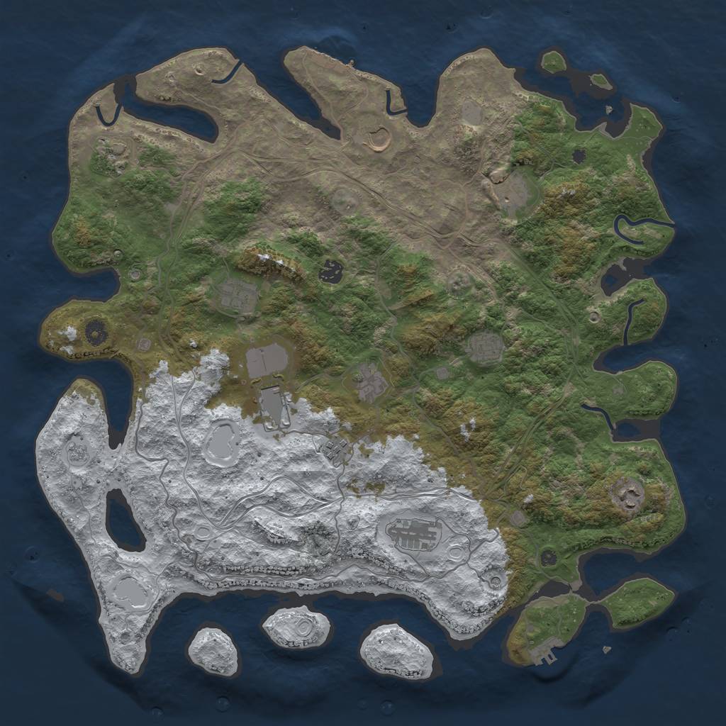 Rust Map: Procedural Map, Size: 4500, Seed: 210471545, 20 Monuments