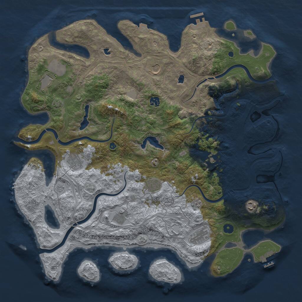 Rust Map: Procedural Map, Size: 4500, Seed: 210471545, 16 Monuments