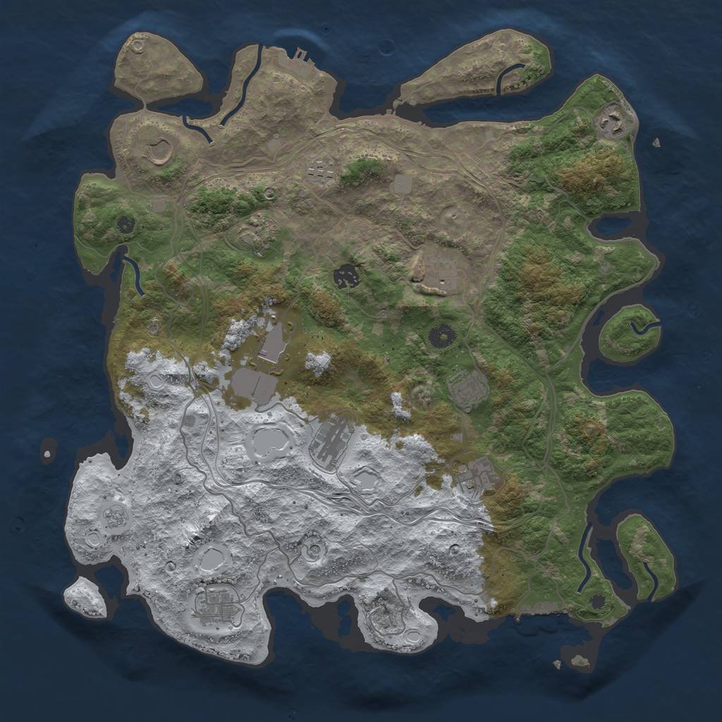 Rust Map: Procedural Map, Size: 4250, Seed: 421434551, 20 Monuments