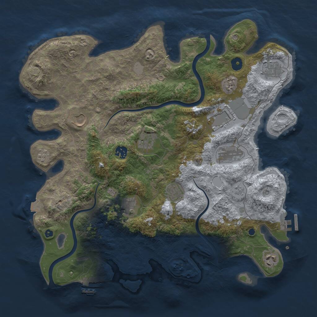 Rust Map: Procedural Map, Size: 3850, Seed: 122332323, 16 Monuments