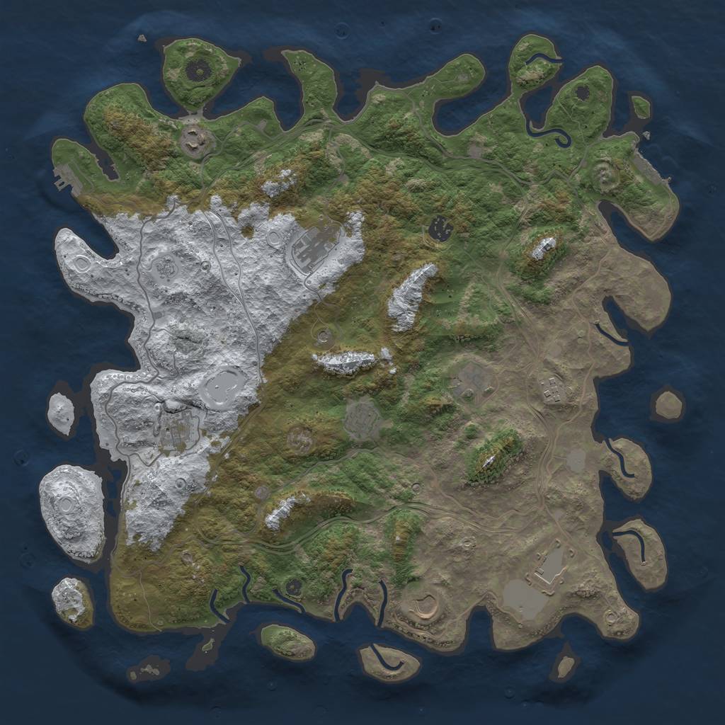 Rust Map: Procedural Map, Size: 4500, Seed: 985654, 18 Monuments