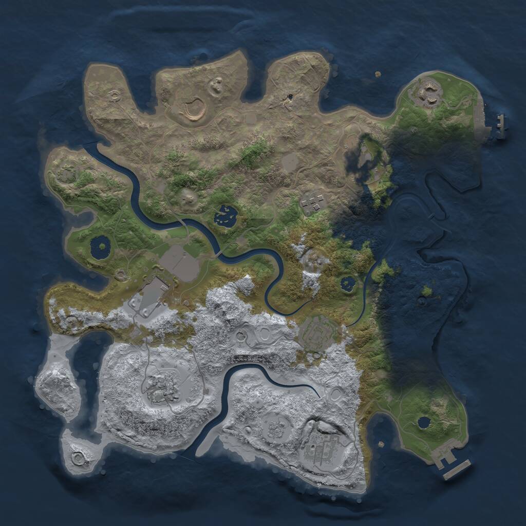 Rust Map: Procedural Map, Size: 3500, Seed: 24009838, 15 Monuments