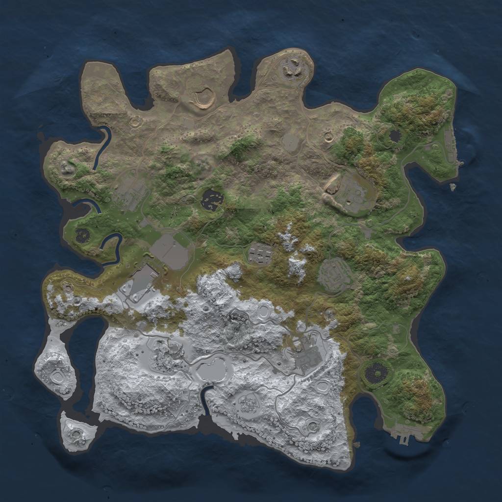 Rust Map: Procedural Map, Size: 3500, Seed: 24009838, 19 Monuments