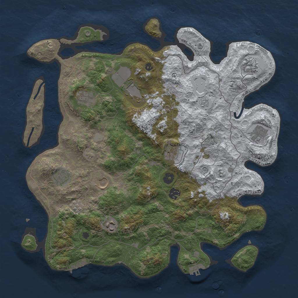 Rust Map: Procedural Map, Size: 4000, Seed: 1650673914, 19 Monuments