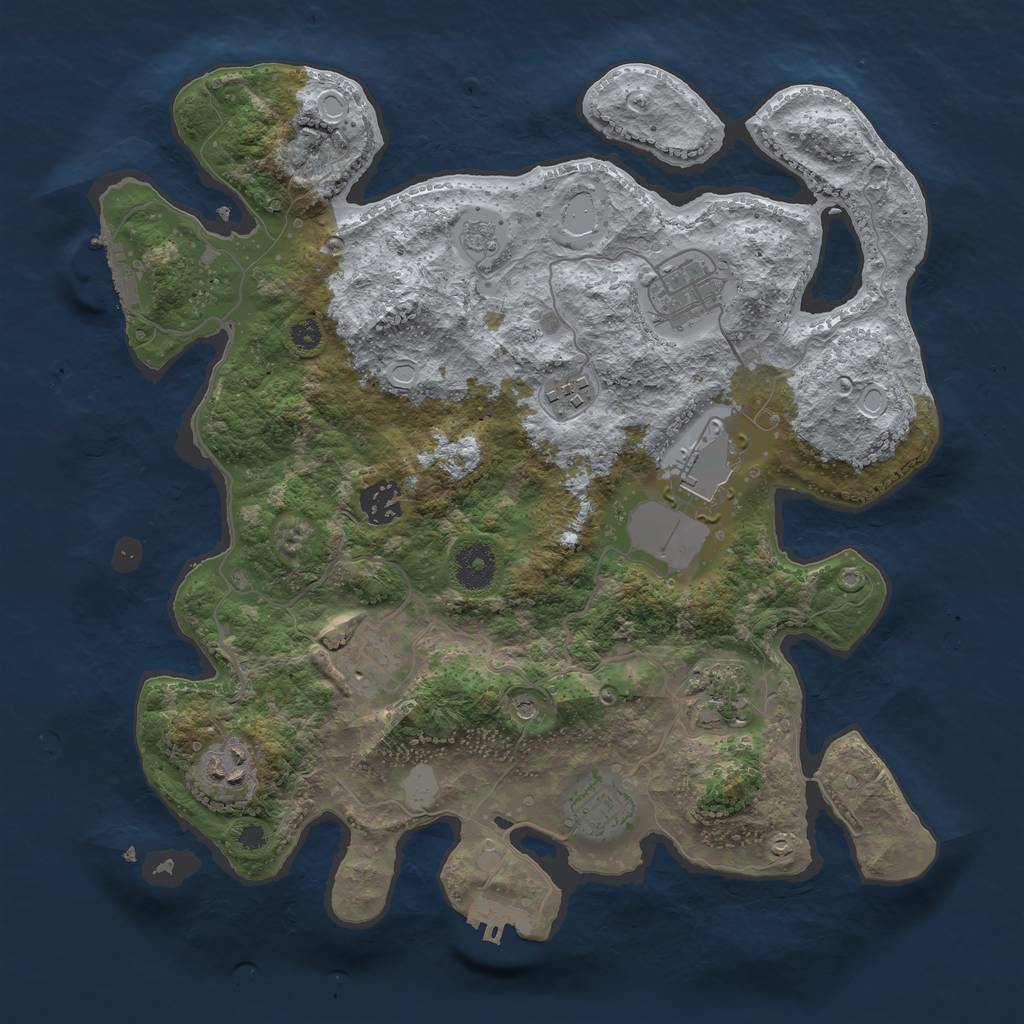 Rust Map: Procedural Map, Size: 3500, Seed: 986532, 17 Monuments