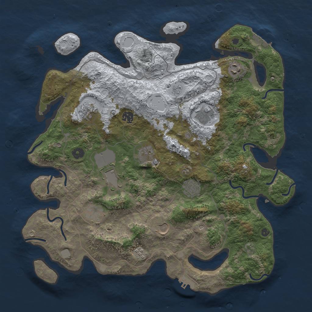 Rust Map: Procedural Map, Size: 4000, Seed: 1250934988, 19 Monuments