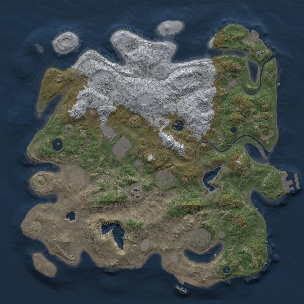 Rust Map: Procedural Map, Size: 4000, Seed: 1250934988, 14 Monuments