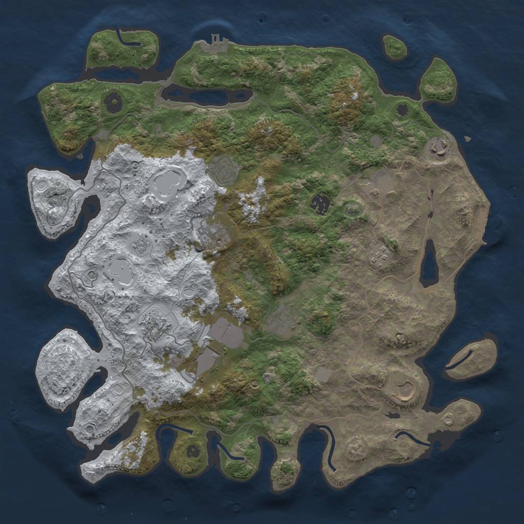 Rust Map: Procedural Map, Size: 4050, Seed: 1298503283, 19 Monuments