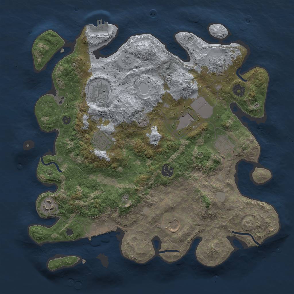 Rust Map: Procedural Map, Size: 3500, Seed: 363497425, 16 Monuments