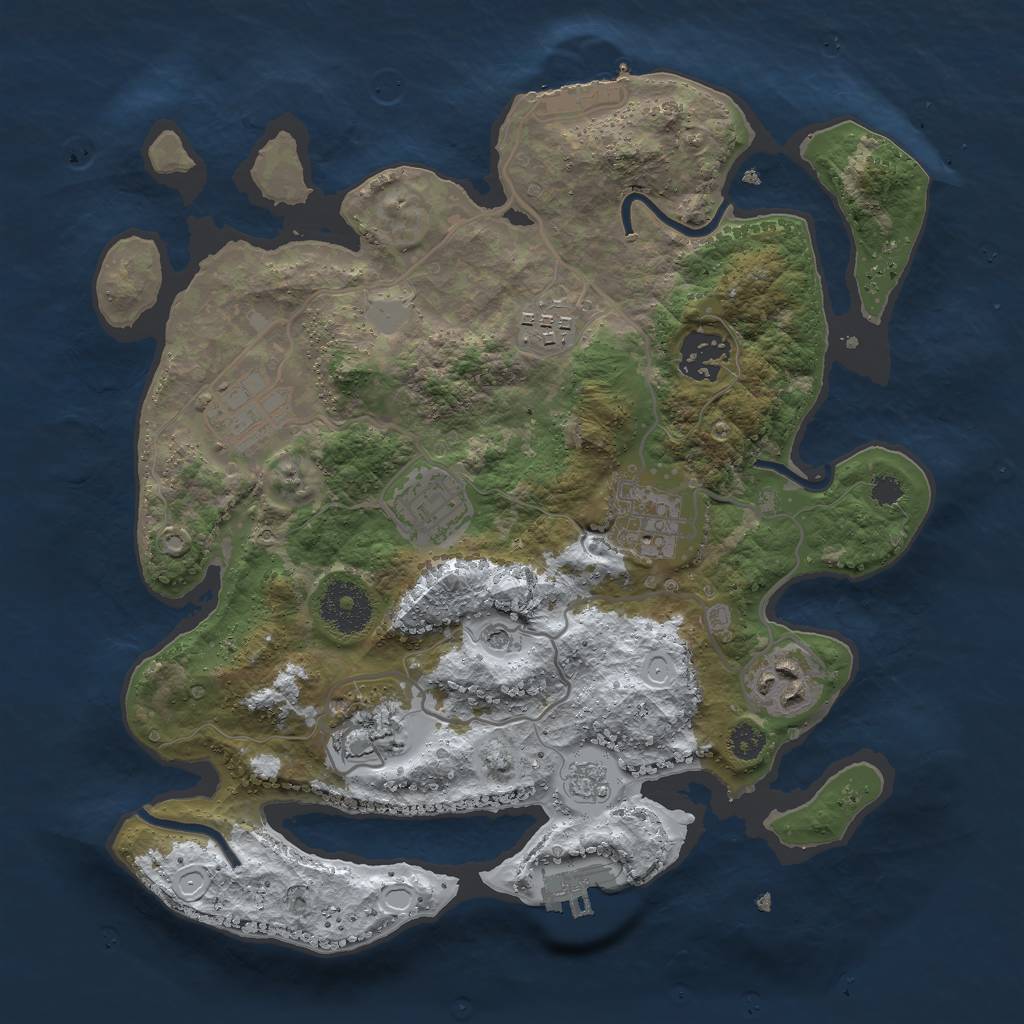 Rust Map: Procedural Map, Size: 3000, Seed: 2164, 16 Monuments