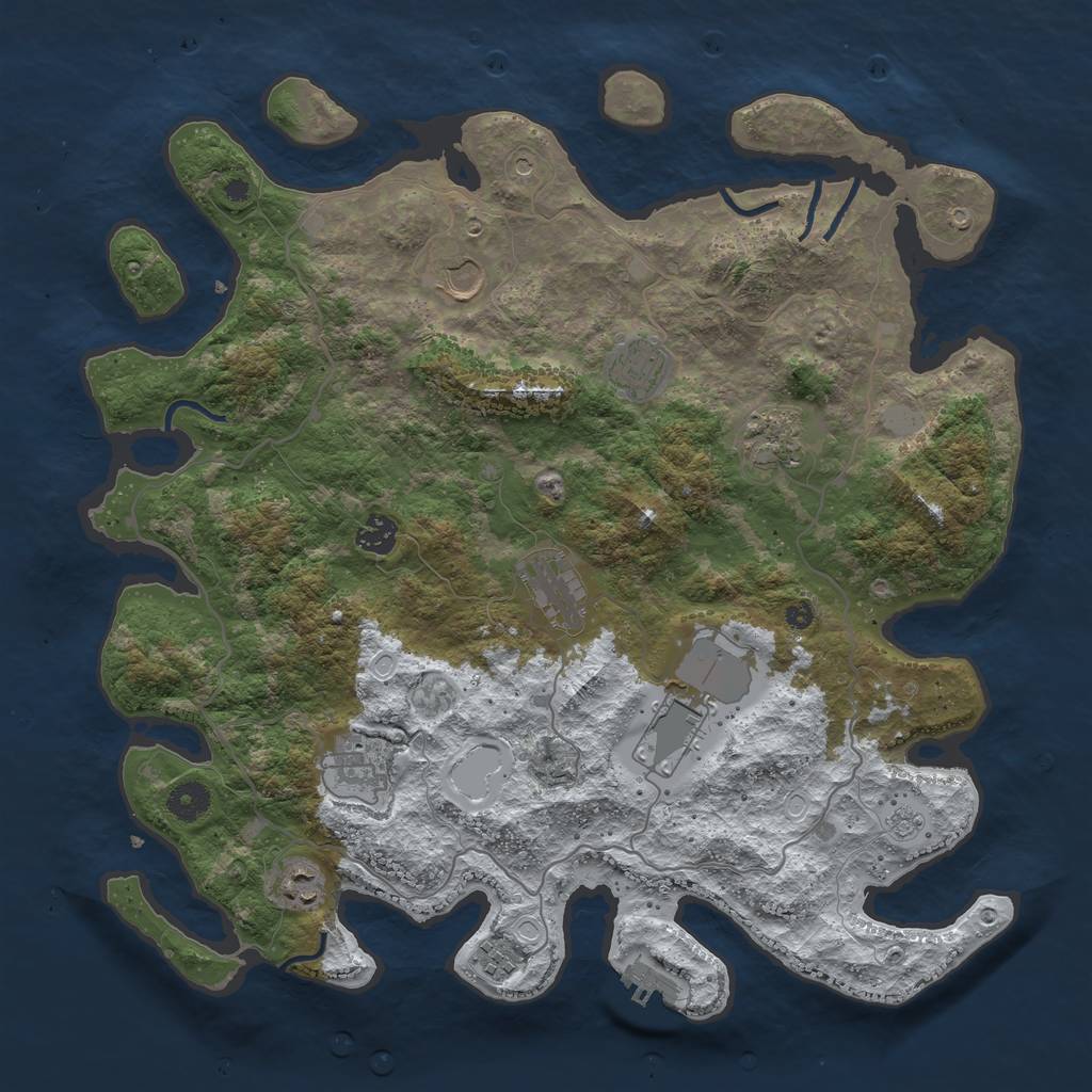 Rust Map: Procedural Map, Size: 4050, Seed: 774330681, 17 Monuments