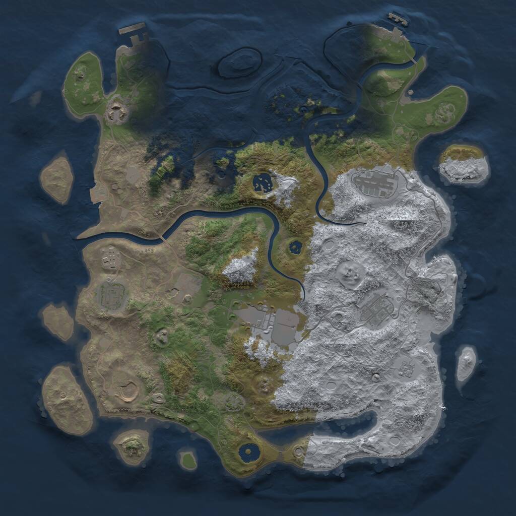 Rust Map: Procedural Map, Size: 3850, Seed: 239102090, 15 Monuments