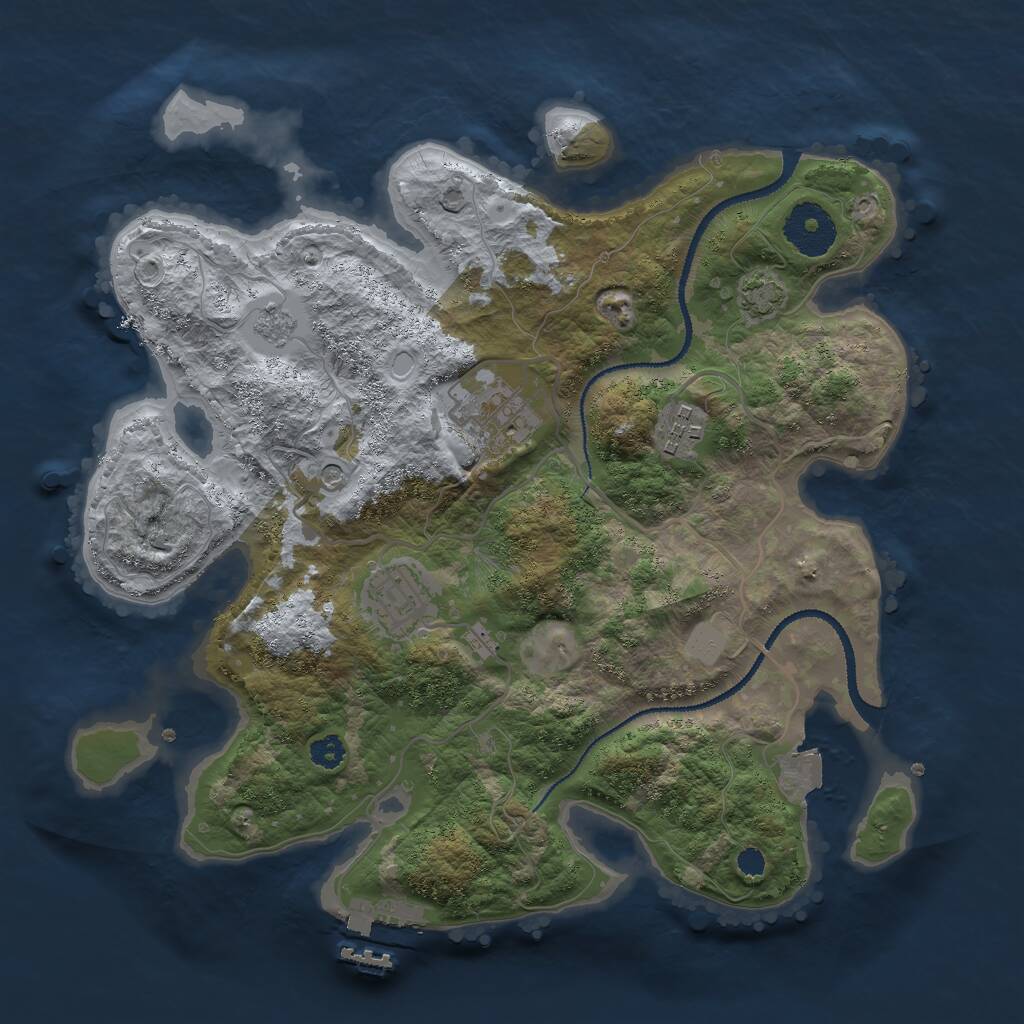 Rust Map: Procedural Map, Size: 3000, Seed: 17787, 8 Monuments