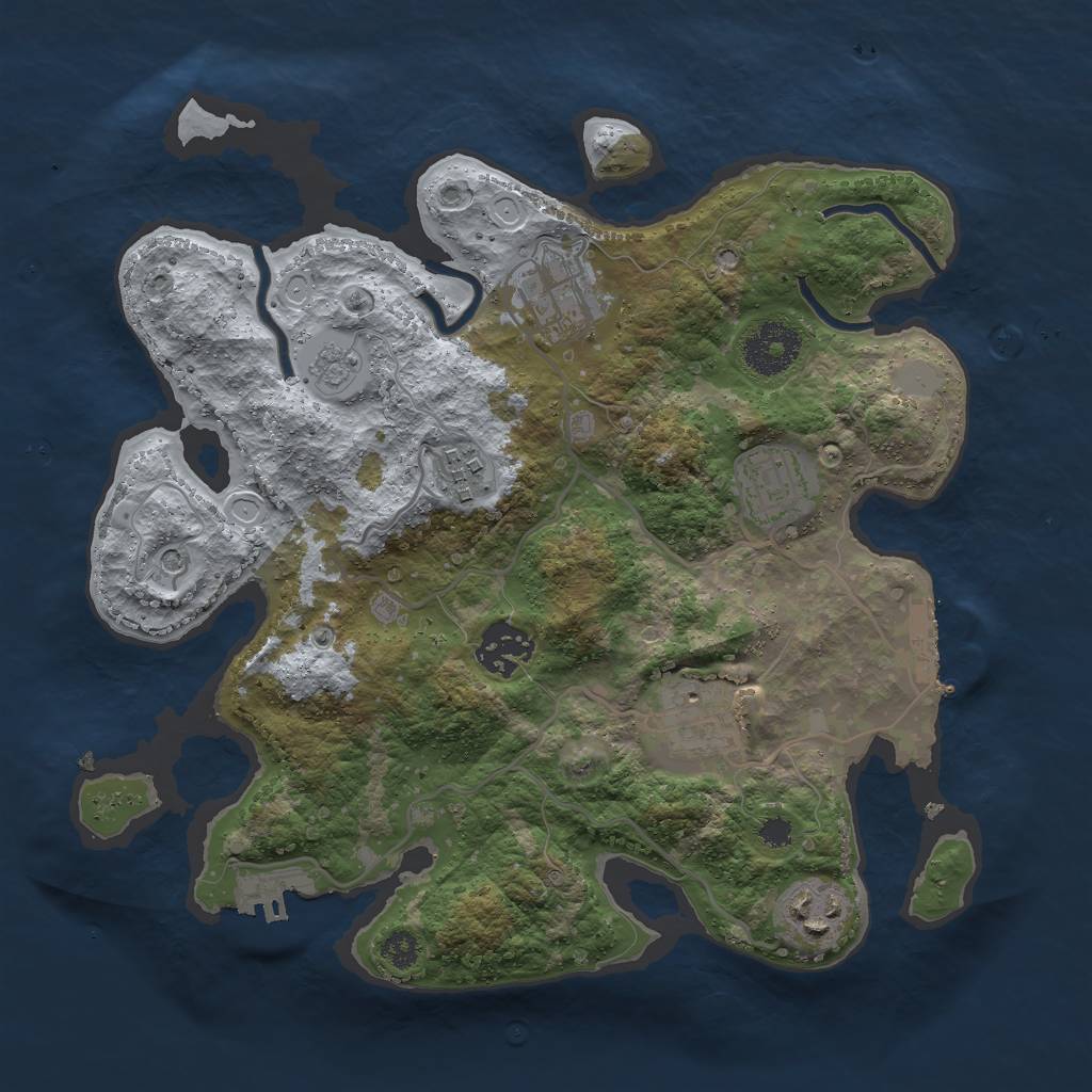 Rust Map: Procedural Map, Size: 3000, Seed: 17787, 13 Monuments