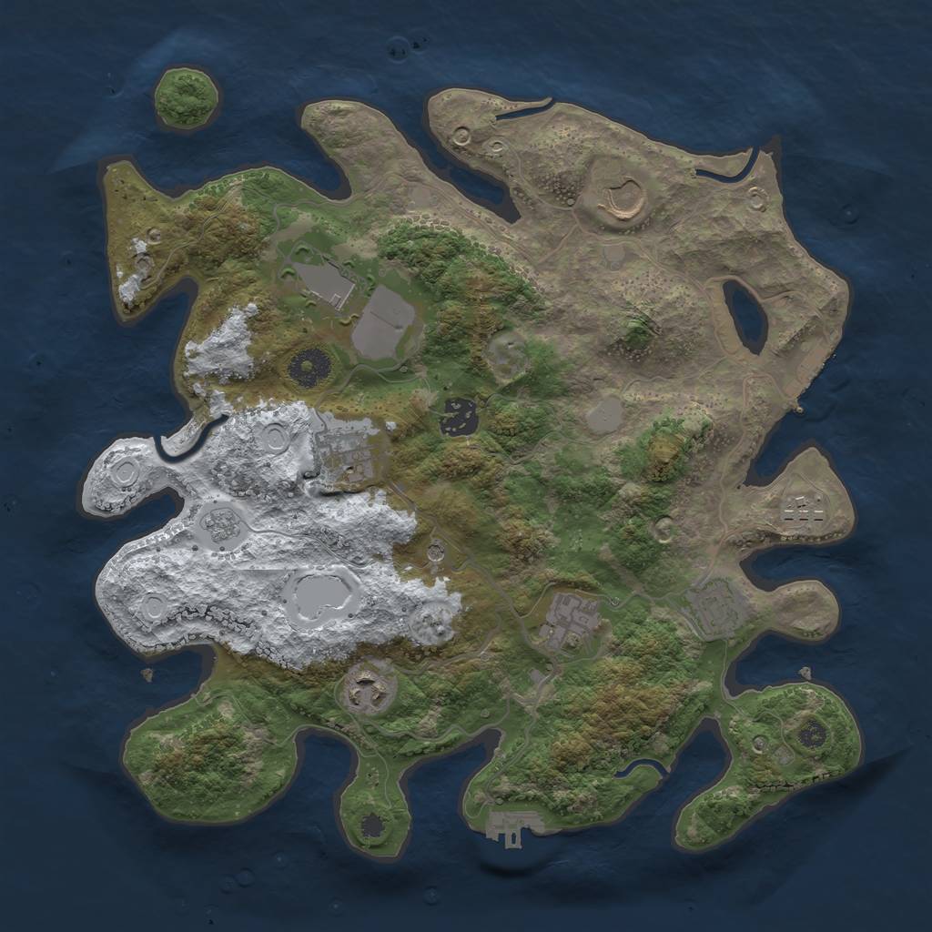Rust Map: Procedural Map, Size: 3500, Seed: 2507350, 17 Monuments