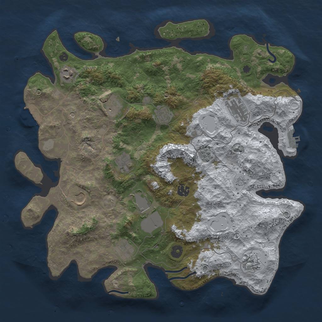 Rust Map: Procedural Map, Size: 3850, Seed: 1676045799, 20 Monuments