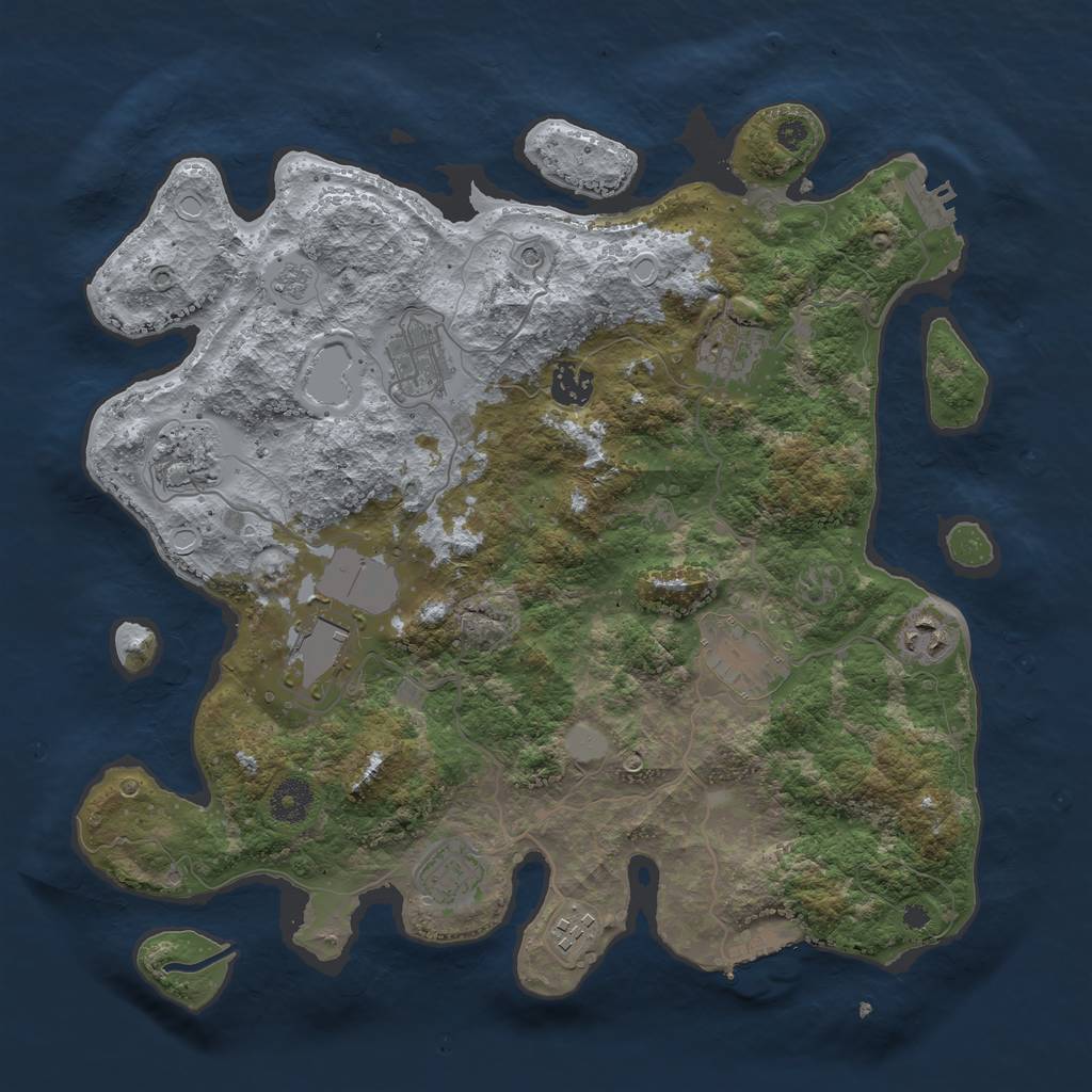 Rust Map: Procedural Map, Size: 3700, Seed: 1776575320, 18 Monuments