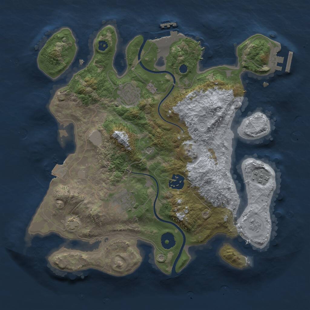 Rust Map: Procedural Map, Size: 3000, Seed: 679801608, 10 Monuments