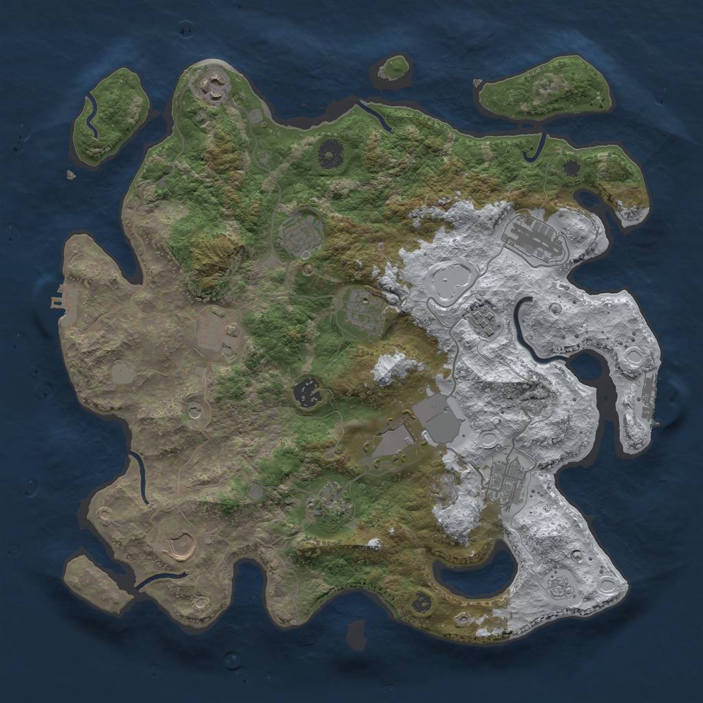 Rust Map: Procedural Map, Size: 3750, Seed: 1742453221, 20 Monuments