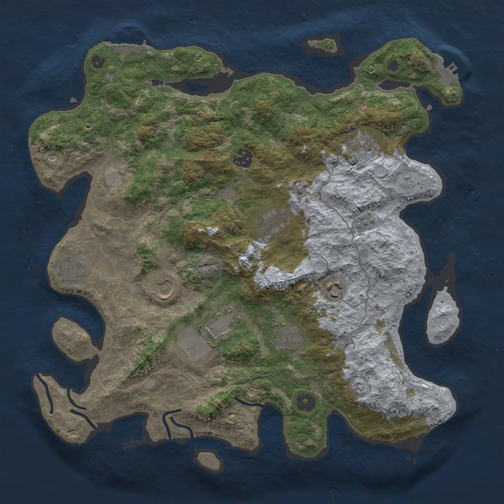 Rust Map: Procedural Map, Size: 4000, Seed: 138297191, 18 Monuments