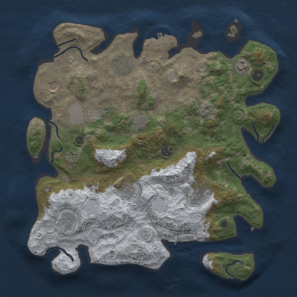 Rust Map: Procedural Map, Size: 3850, Seed: 2123245644, 19 Monuments