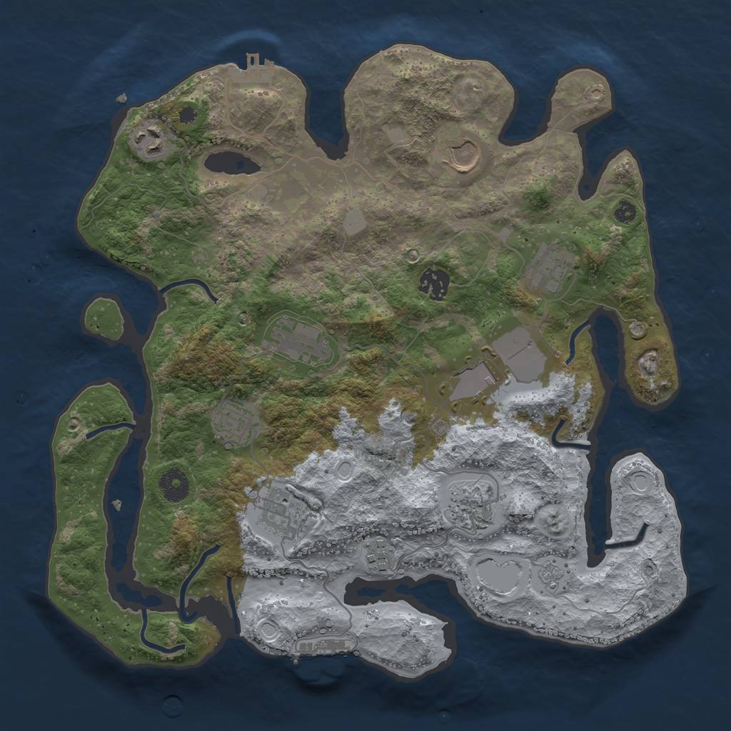 Rust Map: Procedural Map, Size: 3500, Seed: 1875446021, 18 Monuments