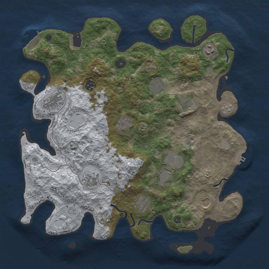 Rust Map: Procedural Map, Size: 3800, Seed: 131301, 20 Monuments