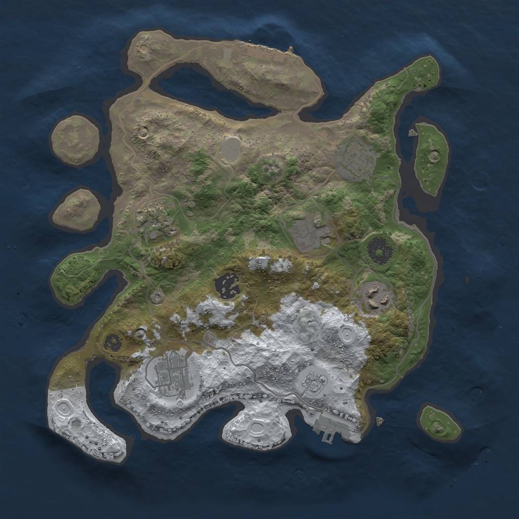 Rust Map: Procedural Map, Size: 3000, Seed: 81758, 14 Monuments