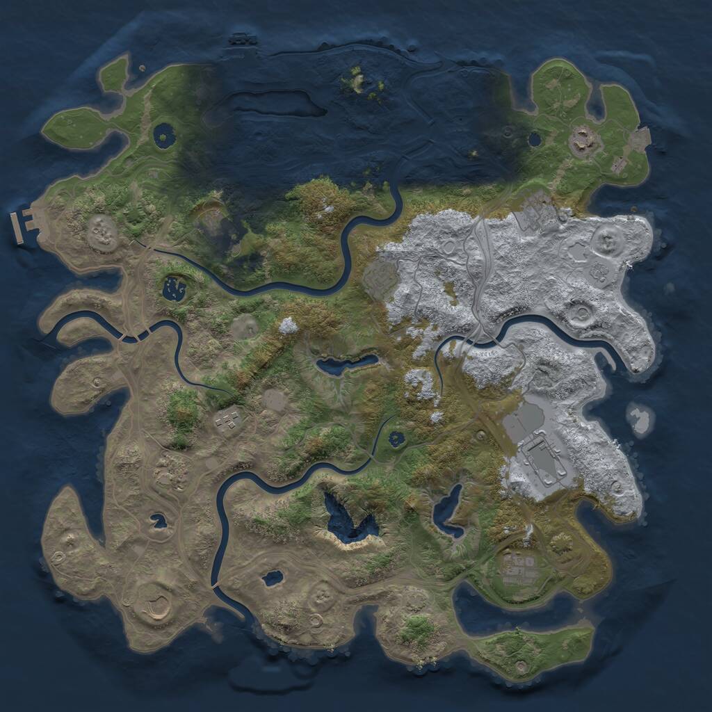 Rust Map: Procedural Map, Size: 4500, Seed: 670994, 16 Monuments