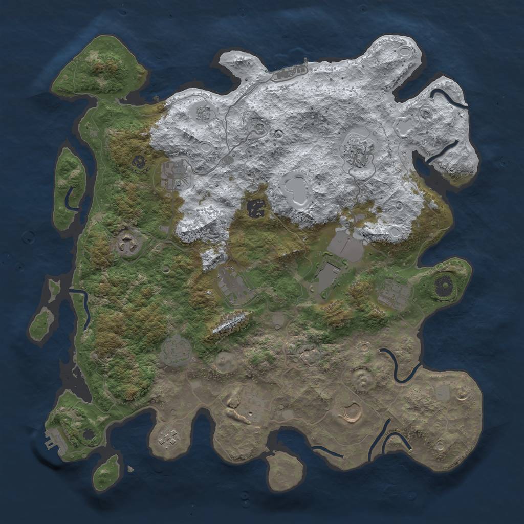 Rust Map: Procedural Map, Size: 3950, Seed: 1958977267, 20 Monuments