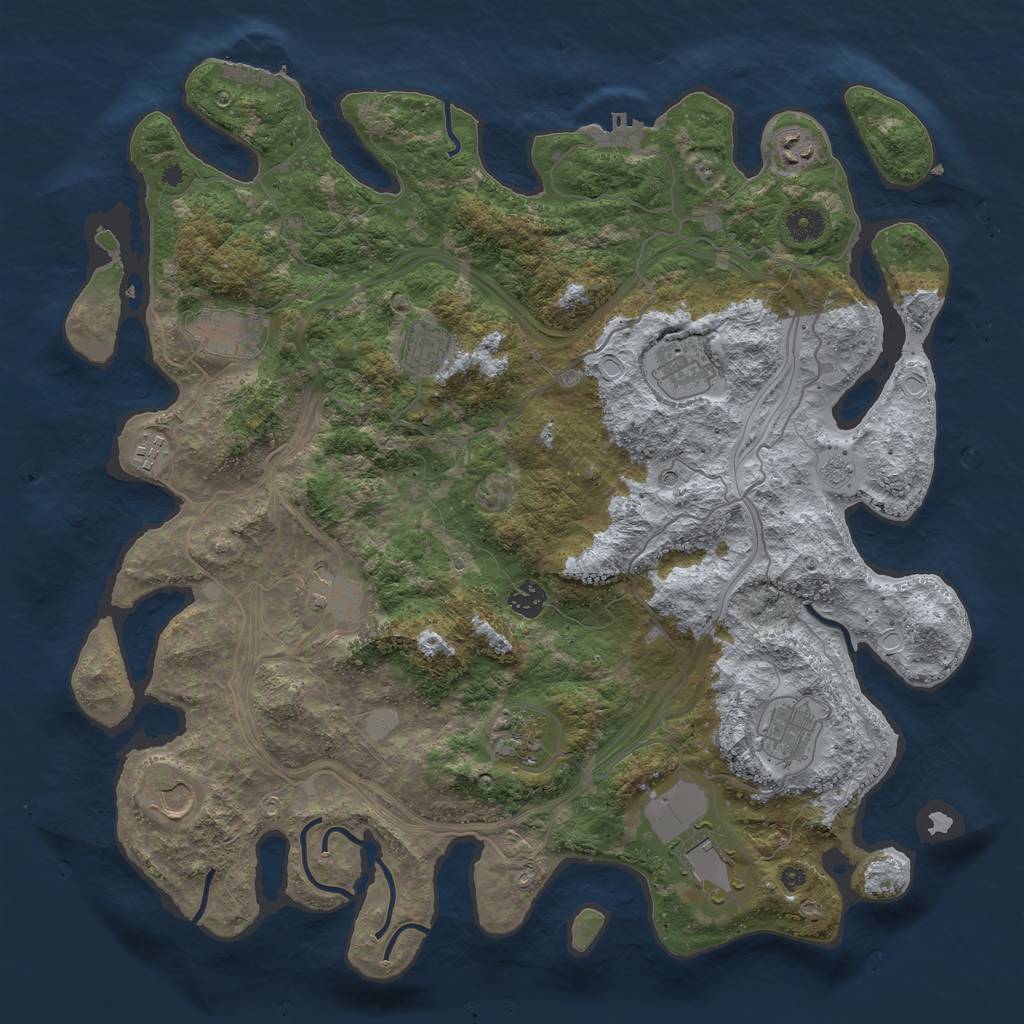 Rust Map: Procedural Map, Size: 4250, Seed: 1888044644, 20 Monuments