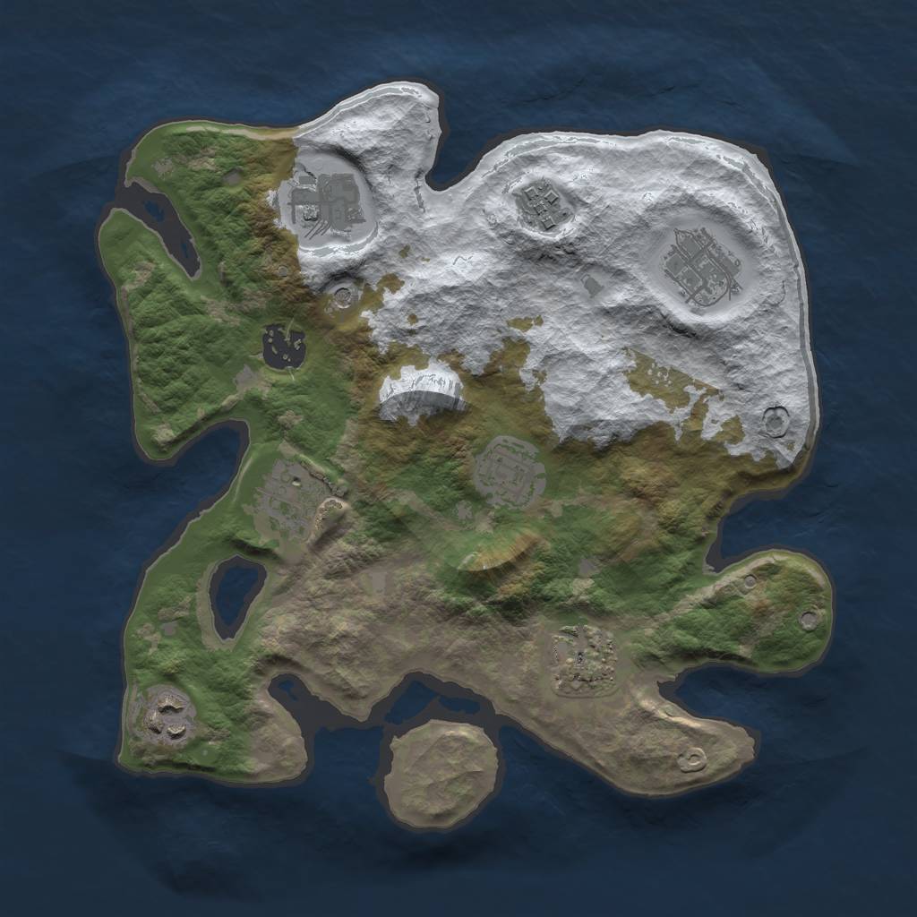 Rust Map: Barren, Size: 3000, Seed: 7000, 11 Monuments