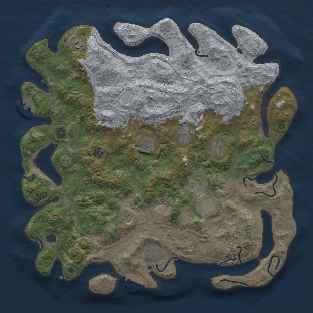 Rust Map: Procedural Map, Size: 4500, Seed: 5828873, 19 Monuments