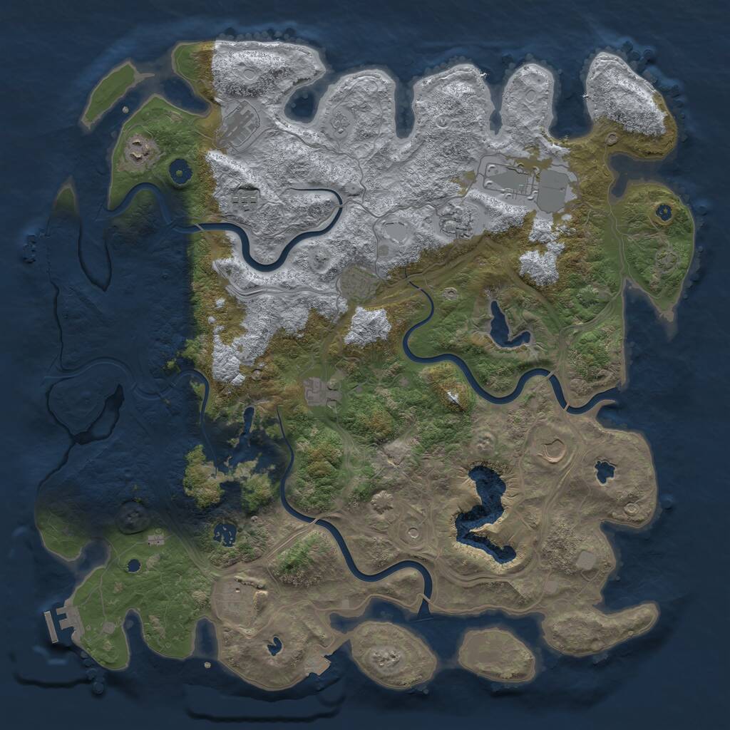 Rust Map: Procedural Map, Size: 4600, Seed: 25487548, 16 Monuments